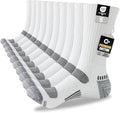 White Black Mens Socks, 5 Pairs, Full Cushion Cotton Crew Work Socks