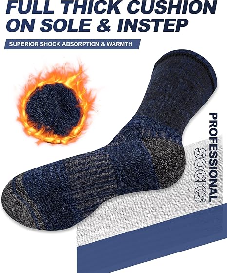 Mens Socks, 5 Pairs, Full Cushion Cotton Crew Work Socks