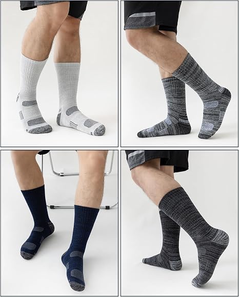 Mens Socks, 5 Pairs, Full Cushion Cotton Crew Work Socks