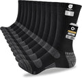 Black Mens Socks, 5 Pairs, Full Cushion Cotton Crew Work Socks